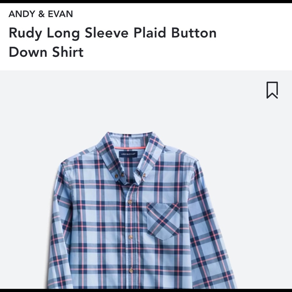 💙 Andy & Evan Rudy Plaid Light Blue Long Sleeve Button Down Shirt Size 8